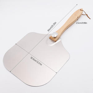 Ustensiles de cuisine, <span class=keywords><strong>pelle</strong></span> à pizza ronde de grande taille avec manche en <span class=keywords><strong>bois</strong></span>, <span class=keywords><strong>pelle</strong></span> et spatule à pizza en aluminium <span class=keywords><strong>pour</strong></span> <span class=keywords><strong>four</strong></span>, cuisson du pain fait maison - Product Image 2