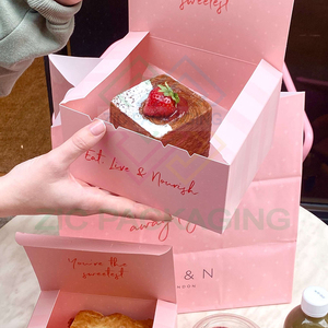 Logotipo personalizado Eco Friend Impresión <span class=keywords><strong>de</strong></span> grado alimenticio Tarta <span class=keywords><strong>de</strong></span> fresa y Mille-Feuille Loaf Cakes Box - Product Image 1