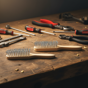 Ttake Hand <b>Brush</b> Wooden Handle Stainless Steel 4x15x25 Mm 24 <b>Wires</b> - Product Image 3