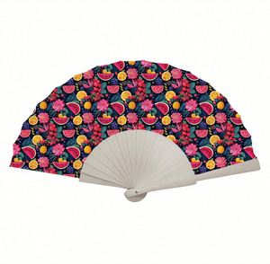 Craft Folding Fan Wooden Handheld Portable Fan with Painting Design 33cm Souvenir for Home Decoration - Product Image 6