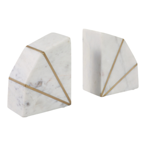 Fermalibri geometrici in marmo con intarsi dorati per decorare la libreria, complemento d'arredo contemporaneo per l'ufficio - Product Image 4