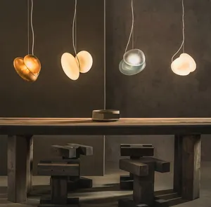 Kasanto hanging glass pendant lamp modern pearl citrine slate color pebble glass blown shapes pebble Pendant Light