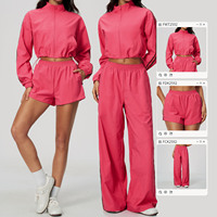 Veste de sport légère et respirante à col montant, style color-block, séchage rapide, coupe ample, décontractée, style crop-top, avec fermeture éclair, pour la gym