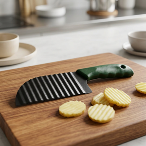 Zenara Wavy Blade Stainless Steel Crinkle <b>Cutter</b> French Fry <b>Cutter</b> Green Handle Manual Multi Function <b>Vegetable</b> Fruit Salad Tool - Product Image 2