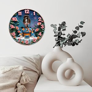 <b>Round</b> Wooden Wall Clock 25Cm Silent Movement Home Living Room Decor - Product Image 2