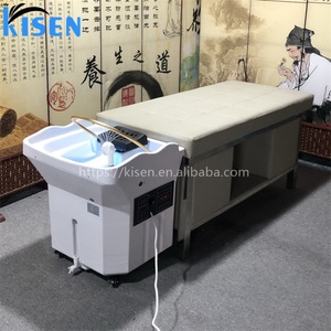 Fauteuil de lavage capillaire professionnel Kisen avec vapeur, lit de massage thaïlandais moderne pour spa et hydrothérapie, avec armoire de rangement - Product Image 2