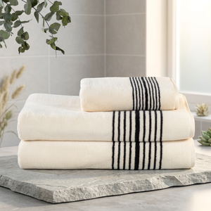 Yarn Dyed Luxury <b>Towel</b> <b>Set</b> Wholesale Custom Black Line Natural Colour Hand <b>Towel</b> <b>Bath</b> <b>Towel</b> - Product Image 3