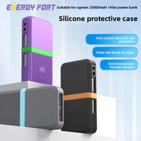 Sikai sarung Power Bank silikon, untuk Ugreen 145W Power Bank tahan guncangan pelindung Power Bank dengan tali pengatur kabel Cahaya
