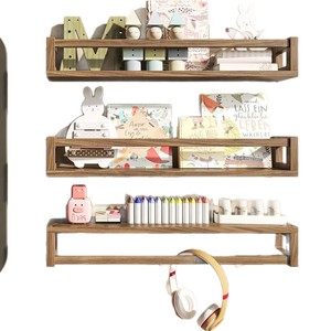 <b>Wall</b> <b>Mounted</b> Floating <b>Shelf</b> Walnut Wood Color Rectangle Multipurpose Kitchen Storage Rack Durable - Product Image 5