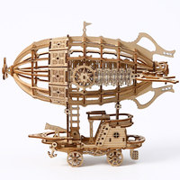 Rompecabezas 3D de Madera al por Mayor, Dirigible Steampunk, Modelo de Buque Aéreo de Fantasía para Ensamblar