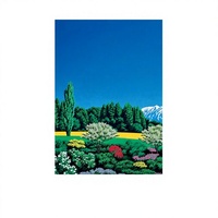 Seni Hiroshi Nagai Cetak Inkjet Bergaya Vintage Nordic Vaporwave dengan Pemandangan Kota Pantai Berbingkai untuk Dinding Latar Belakang Kafe Restoran