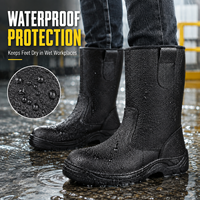 Bottes de travail de sécurité imperméables pour hommes, à enfiler, pour la construction, le soudage, le pétrole, le gaz, l'agriculture, antidérapantes, résistantes aux perforations
