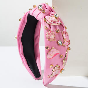 Serre-tête tendance style cowgirl avec strass roses et breloques chapeau et bottes pour femme - Product Image 3