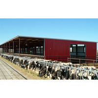 Structure en acier pour élevage de bovins et de moutons avec alimentation automatique compatible avec l'IoT |   Grange modulaire intelligente pour parc d'élevage automatisé