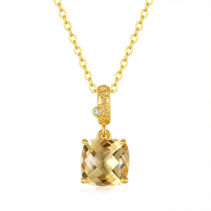 Collar de Plata de Ley 925 Personalizado con Cuentas, Cristales Naturales Tallados en Hielo, Colgante con Corte Princesa, Cadena Cruzada Minimalista - Product Image 1