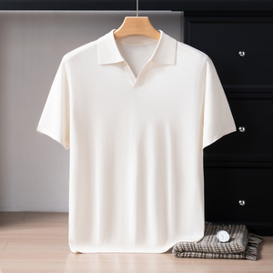 <span class=keywords><strong>T</strong></span>-<span class=keywords><strong>shirt</strong></span> da Uomo in Cashmere e Seta con Colletto a Gabbiano, <span class=keywords><strong>Produzione</strong></span> Personalizzata all'Ingrosso e al Dettaglio, Moda di Alta Gamma, 18GG 190g - Product Image 1