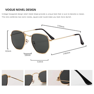 Lunettes de <span class=keywords><strong>soleil</strong></span> hexagonales M7006 rétro pour hommes et femmes, lunettes de <span class=keywords><strong>soleil</strong></span> carrées vintage, polygone classique - Product Image 3