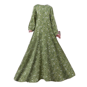 Nuevo Vestido Kaftán Islámico de Ramadán para Mujer Musulmana, con Estampado Digital Vintage, Cintura Imperio, Modesto, de Gran Vuelo y Largo hasta el Suelo - Product Image 1