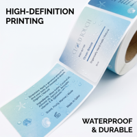 Autocollants en rouleau pour emballages de pots cosmétiques, étiquettes imperméables et résistantes à l'huile en vinyle pour crèmes et lotions, autocollants personnalisés pour produits de marque privée
