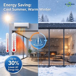 Pellicola Privacy Architettonica Unidirezionale 5% VLT Argento Scuro a Specchio 85% TSER, Protezione dal Calore e dai Raggi UV, Anti-Spia per Negozi - Product Image 4