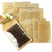 Impression personnalisée Kraft papier soutenu compostable suspendu fermeture éclair barrière sac 3 côté étanchéité mylar sac avec fenêtre transparente transparente