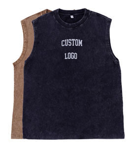 Verano 100% algodón de alta calidad suave algodón ácido lavado chaleco diseño personalizado hombres Vintage <span class=keywords><strong>camiseta</strong></span> <span class=keywords><strong>sin</strong></span> mangas - Product Image 2