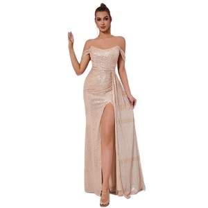 <span class=keywords><strong>Robe</strong></span> fourreau bustier perlée sexy à fente haute, style international très tendance, pour soirée et bal - Product Image 3
