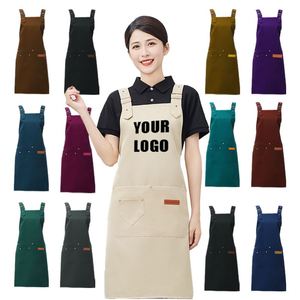 ผ้ากันเปื้อนเชฟพนักงานเสิร์ฟลดราคา ผ้ากันเปื้อนผ้าแคนวาสกันน้ำสำหรับร้านอาหาร พร้อมโลโก้สั่งทำ - Product Image 1