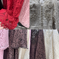 Nouvelle Robe Longue Décontractée Modeste en Dentelle Ivoire pour Femme avec Appliques Florales 3D en Perles, Col Mandarin et Manches Cloche – Idéale pour l'Aïd – Vente en Gros pour Boutiques
