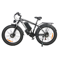 Vélo de montagne électrique 26 pouces 48V avec pneus larges, 21 vitesses variables, longue autonomie de la batterie, assistance au pédalage, moteur 1000W, aluminium