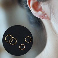 Boucles d'oreilles créoles minimalistes 9ct métal principal or 9k véritable or jaune massif mini boucles d'oreilles créoles pour fille garçon