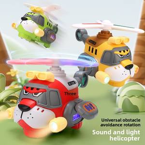 Eléctrico 360 ° giratorio Universal rueda conducción truco transformar helicóptero juguete con música luz dibujos animados <span class=keywords><strong>Tigre</strong></span> avión para niños - Product Image 3