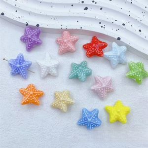 Cuentas de cerámica de estrella de mar con esmalte floral de alta temperatura - Materiales de joyería de moda hechos a mano y procesados en horno para bricolaje y cadenas para teléfono - Product Image 1