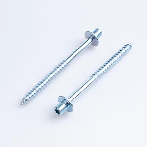 M8x90mm Carbon Steel Zinc Plated Long Double Sided Screw Double Head Ended Hanger Bolt With Washer