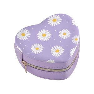 New Arrival Hawaiian Purple Mini Travel Jewelry Case PU Leather Necklace <b>Earring</b> <b>Box</b> Heart Design Jewelry Organizer With Logo - Product Image 2