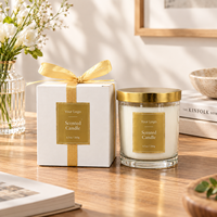Bougie parfumée de luxe avec emballage cadeau avec nœud en ruban, bougie aromathérapeutique de qualité supérieure, logo personnalisé OEM