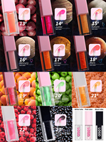 Vegan smaakmakerolie met lage minimale bestelhoeveelheid, private label lip plumper, hydraterende roze glitter, kleurveranderende lipolië met smaak.