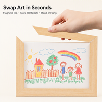 Cadre magnétique détachable pour affichage d'art pour enfants, support mural ou sur pied, prêt à être expédié, A3 A4 A5, blanc, noir, bois de séquoia