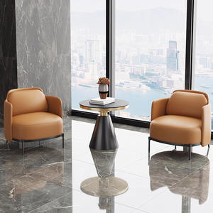 Hotel <b>Sofa</b> PU Leather Metal Frame Durable Lounge Chair For Reception Area - Product Image 3