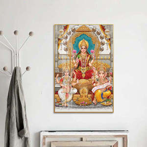 Ấn Độ Hindu đầy màu sắc pha lê bức tranh tường trang trí phòng khách bức tượng Phật tường nghệ thuật với vải và khung tường sơn - Product Image 3