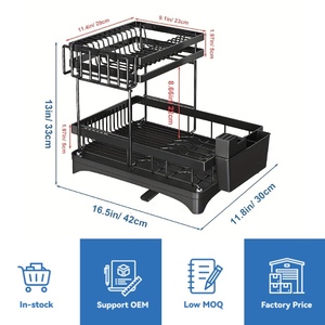 Jiangmen - Escurridor de Platos y Tazones de Metal de 2 Niveles para Cocina, Organizador de Platos y Tazones con Escurridor de Agua para Encimera de Cocina - Product Image 5