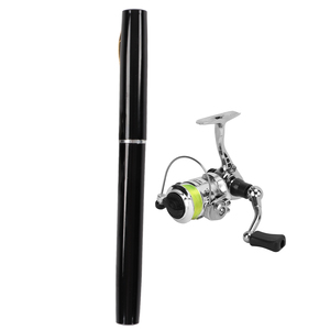 Portable <strong>Mini</strong> <strong>Pen</strong> Shape <strong>Fishing</strong> <strong>Rod</strong> Pole <strong>Pocket</strong> Retractable <strong>Fishing</strong> <strong>Rod</strong> with Reel WheelBlack - Product Image 1
