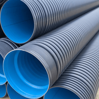 Tuyau de drainage d'égouts en HDPE à double paroi ondulée JUNYU DN300-DN800mm, connexion par fusion à emboîtement SN10, DN100-DN1200, 5,8-11,8m