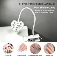 Lampe UV à capteur automatique mains libres pour ongles, bras rotatif à 360°, support de fixation de bureau pour le durcissement des capsules Gel-X et de la colle à strass