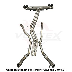 Vortex Lightweight Natural Titanium Full <b>Exhaust</b> System With Vacuum Valve For Porsche Cayenne 9Y0 4.0T - Product Image 3