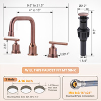 Robinet de salle de bain à double poignée de 4 pouces, économiseur d'eau, finition or rose brossé