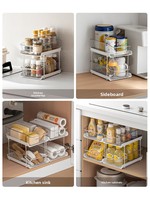 LANZYLO ODM Étagère de rangement multifonctionnelle en plastique à 2 niveaux PET+ABS pour cuisine, support à épices, gain de place pour comptoir et évier