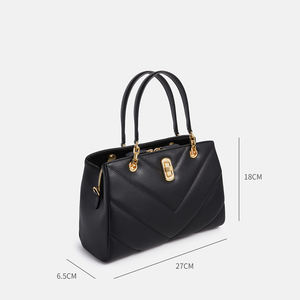 2025新款时尚绗缝女包<span class=keywords><strong>v</strong></span>形拼接Pu皮革女包定制来样定做ODM女包 - Product Image 2