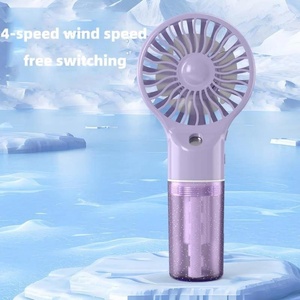 Factory Wholesale 4-Speed USB Rechargeable Mini Handheld Office Water Cooler Fan Nano Sprayer Wind Speed Foldable <b>Humidify</b> - Product Image 4