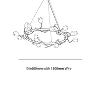 Lustre suspendu en verre soufflé à la main avec abat-jour en forme de fleur, lampe suspendue à anneau en cuivre pour salon, hôtel, villa, décoration de luxe